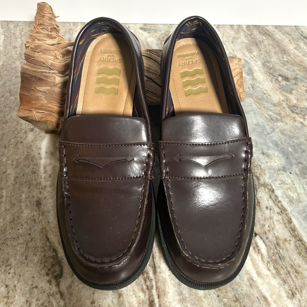 Sperry Colton Boy's Penny Loafers Burgundy Leather Size 5